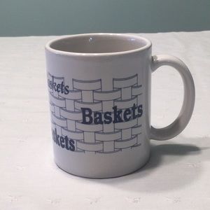 Pottery Coffee Cup Basket Weave Look and The Word Baskets Six Times Made in USA